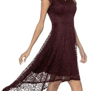 Plum wine Lace zip up dress